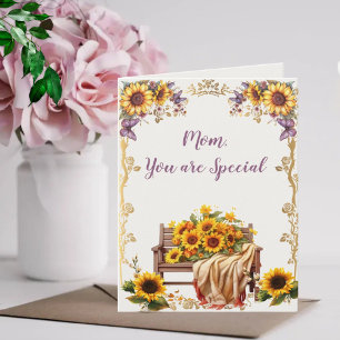 Mam, Jij bent Speciaal - Bank met Zonnebloemen Kaart