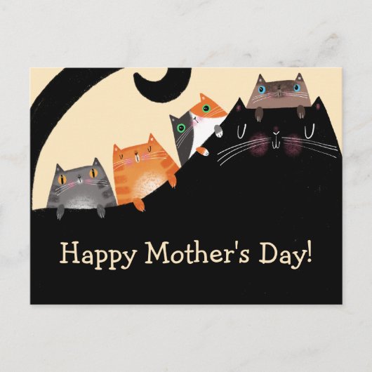 Mam & Kittens Briefkaart (Voorkant)