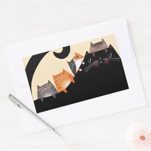 Mam & Kittens Rechthoekige Sticker (Envelop)