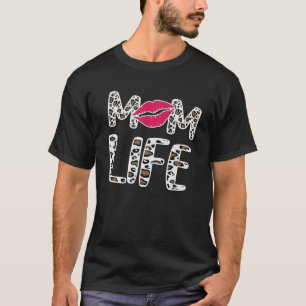Mam Leven Leopard Pattern Red Lips Moeder's T-shirt