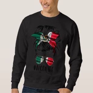 Mam Life Messy Bun Mexican Flag Motheru2019s Day M Trui
