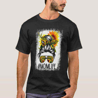 Mam Life Messy Hair Bun Sunflower Vrouwen D T-shirt