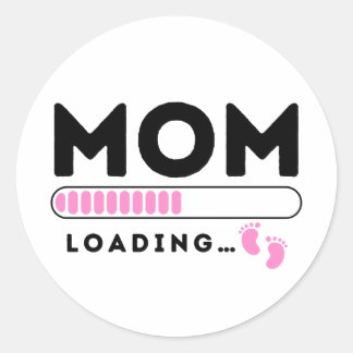Mam Loading Baby Girl Pink Binnenkort wordt mama Ronde Sticker