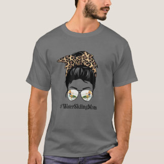Mam Messy Hair Bun Leopard Women Moth T-shirt