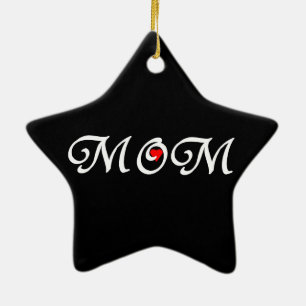 Mam met een rood hart keramisch ornament