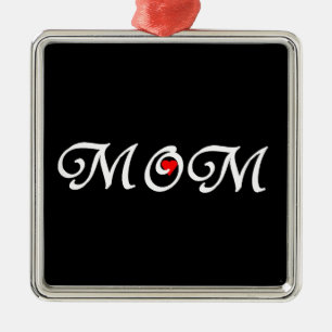 Mam met een rood hart metalen ornament