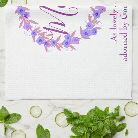 Mam met Paarse en blauwe florale mond Theedoek (Gevouwen)