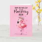 Mam Moederdag met Flamingo Fabulous en Fun Kaart (Gele Bloem)