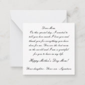 Mam Note Kaart hartvormig bloemschema Notitiekaartje (Achterkant)