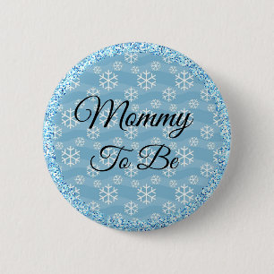 Mam om Blue Winter Snowflake Baby Button te zijn