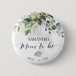 Mam om Eucalyptus Greenery Baby shower te worden Ronde Button 5,7 Cm