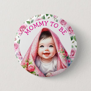 Mam om te zijn Floral Baby shower Ronde Button 5,7 Cm