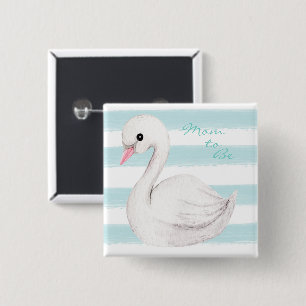 Mam om Typografie Blue Stripe Boy Shower te worden Vierkante Button 5,1 Cm