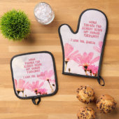Mam Onbetaalde Therapist Funny Floral Moederdag Ovenwant & Pannenlap Set (Top down)