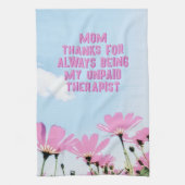 Mam Onbetaalde Therapist Funny Floral Moederdag Theedoek (Verticaal)