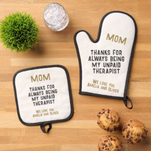 Mam Onbetaalde Therapist Funny Humor Moederdag Ovenwant & Pannenlap Set