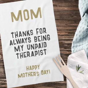 Mam Onbetaalde Therapist Funny Humor Moederdag Theedoek