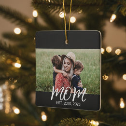 Mam Opgericht Zwart Wit Script Foto Keramisch Ornament