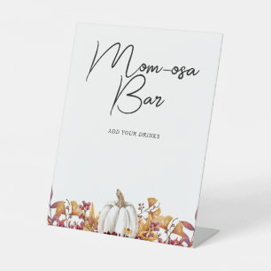 Mam-osa Bar Herfst in Love White Pumpkin Baby show Reclamebord Met Voetstuk