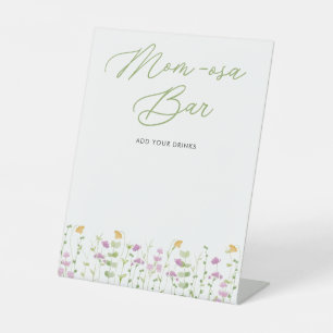 Mam-osa Bar Yellow Pink Wildflower Baby shower Reclamebord Met Voetstuk