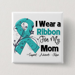 Mam - Ovarium Cancer Ribbon Vierkante Button 5,1 Cm