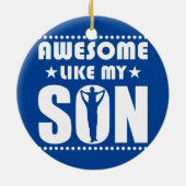 Mam Pap Quote Geweldige als mijn zoon Happy Vader Keramisch Ornament (Achterkant)