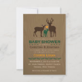 Mam, papa en Baby Boy Deer - Oranje douche nodigt  Kaart (Voorkant)