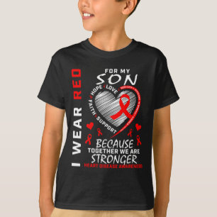 Mam Papa Ik Draag rood voor mijn Ziekte Awaren T-shirt