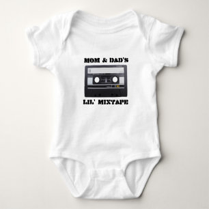 Mam & pap's Lil' MixTape Baby Jersey, White Romper