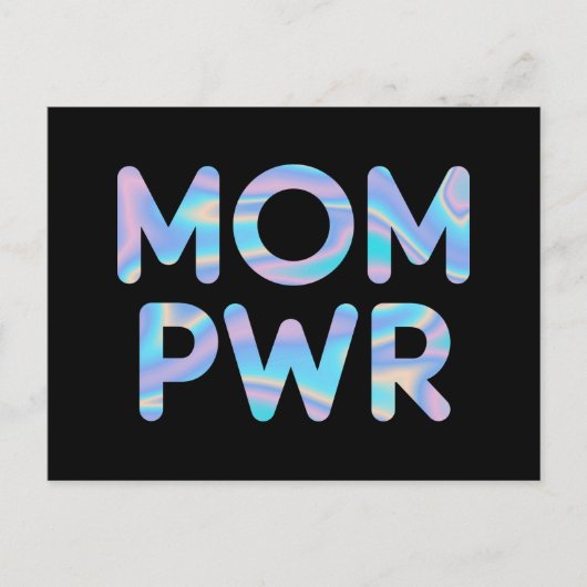 Mam Pwr (Power) Funny Holographic Typografie Briefkaart (Voorkant)