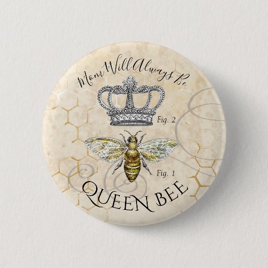 Mam Queen Bee Ronde Button 5,7 Cm (Voorkant)