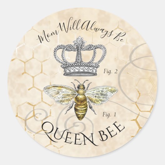 Mam Queen Bee Ronde Sticker (Voorkant)