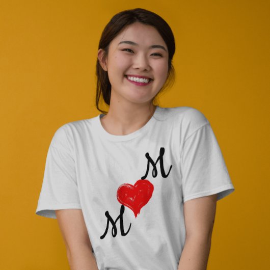 Mam Red hart en scripttypografie T-shirt