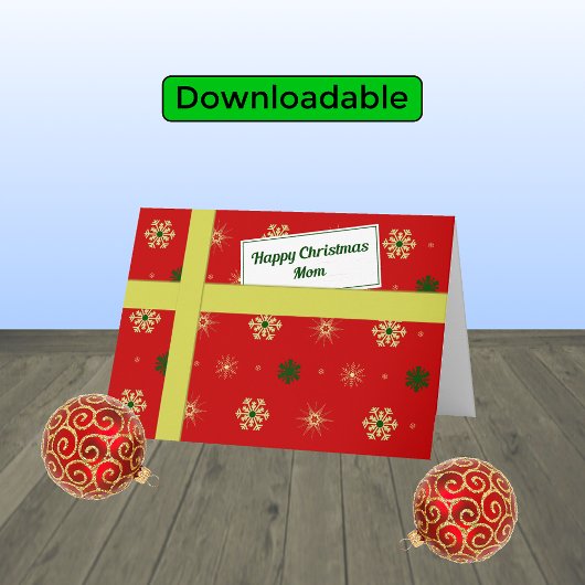 Mam red parcel moderne kerst feestdagen kaart