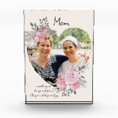 Mam Roze Floral Gold Geometric Heart Shaped Fotoblokken (Voorkant)