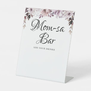 Mam-sa Bar Elegant Purple Flowers Foliage Reclamebord Met Voetstuk