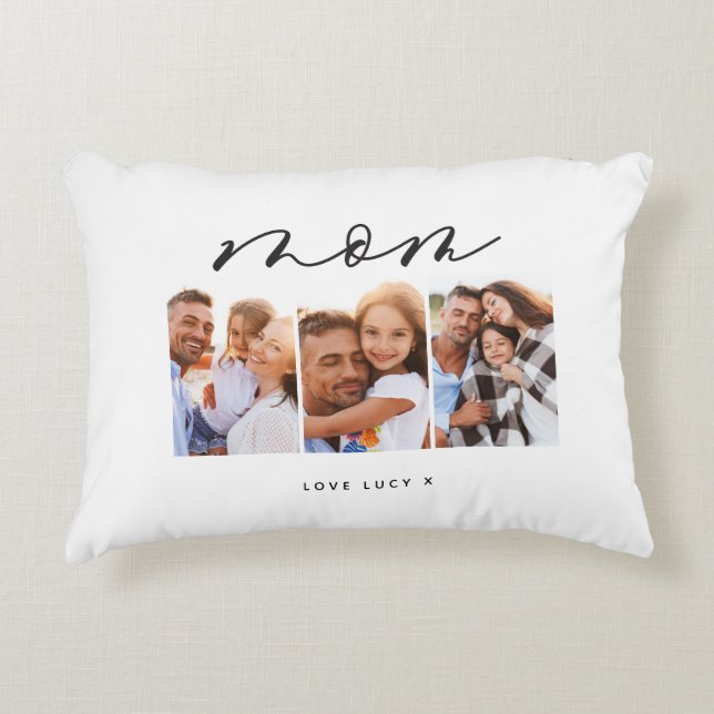 mam schattig modern script multi foto gift accent kussen (Voorkant)