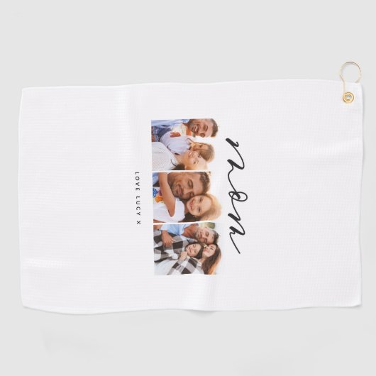 mam schattig modern script multi foto gift golfhanddoek (Horizontaal)