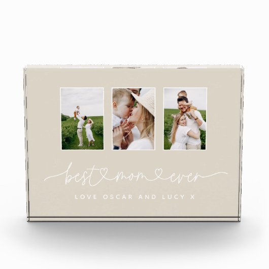 Mam schattig modern script multi-foto gift natuurl fotoblokken (Voorkant)