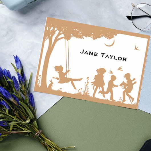 Mam Silouette van kinderen Contactkaartje