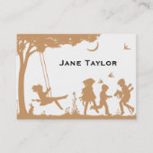 Mam Silouette van kinderen Contactkaartje (Voorkant)