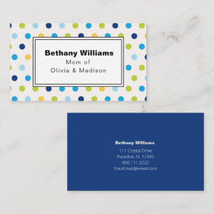 Mam Speelt Eenvoudige Blauwe Groene Stippen Roepka Visitekaartje