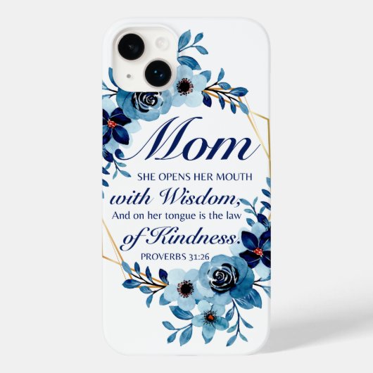 Mam - Spreuken 31:26 Moederdag Schriftbloem Case-Mate iPhone Case (Achterkant)