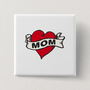 Mam Tattoo Vierkante Button 5,1 Cm