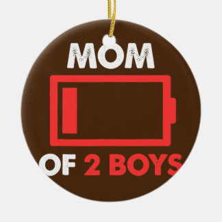 Mam van 2 jongens met lage batterij voor Moederdag Keramisch Ornament