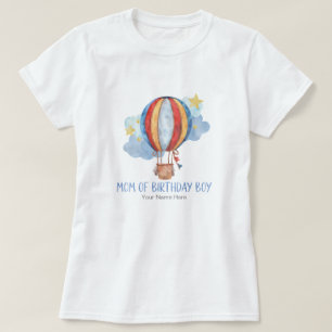 Mam van Birthday Boy Blue Red Hot Air Ballonsterre T-shirt