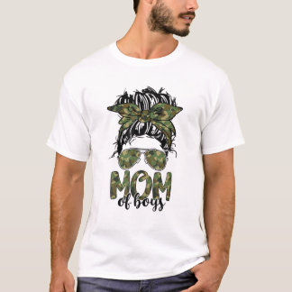 Mam van Boys Messy Bun Camouflage Glasses Bandana T-shirt