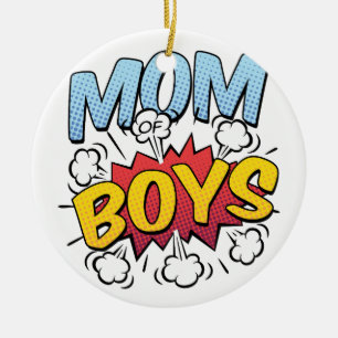 Mam van Boys Moederdag Comic Book Style Keramisch Ornament