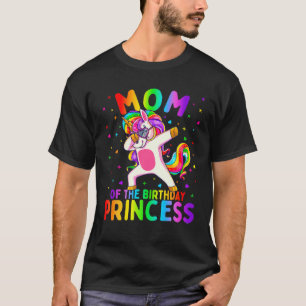 Mam van de Birthday Princess Girl Dabbing Unicorn T-shirt