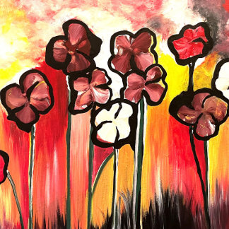 Mam van de bloemen hand geverfd draagtas